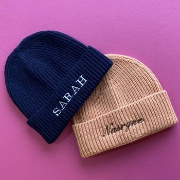 Personalised Custom Name Embroidered Beanie Hat, 4 of 7