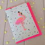 Iron On Embroidered Flamingo Patch Greeting Card, thumbnail 2 of 5