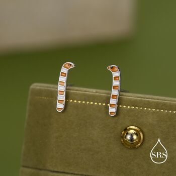 Sterling Silver Enamel Garden Eel Stud Earrings, 5 of 11