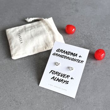 Grandma And Granddaughter Heart Knot Earrings Sterling Silver Or Gold Plated, 2 of 10