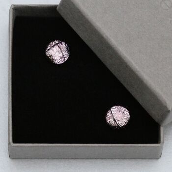 Large Pink Fused Glass Sterling Silver Stud Earrings, 7 of 8