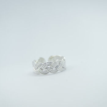 Wide Retro Woven Braided Unisex Adjustable Open Ring, 4 of 5