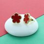 Enamel Flower Stud Earrings, thumbnail 5 of 6