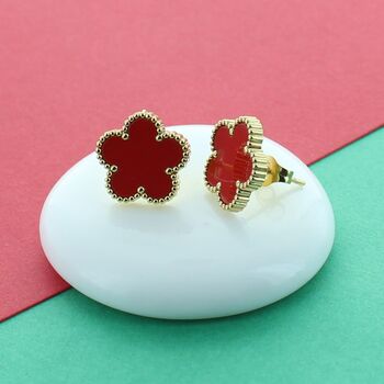 Enamel Flower Stud Earrings, 5 of 6