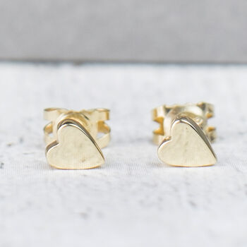 Tiny Handmade Solid Gold Heart Studs, 6 of 8