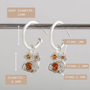 Real Citrine And Recycled Silver Hoop Earrings, 4 of 5