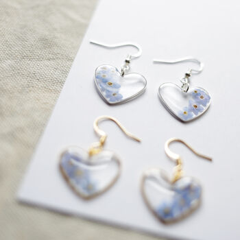 Forget Me Not Love Heart Sterling Silver Earrings, 5 of 5