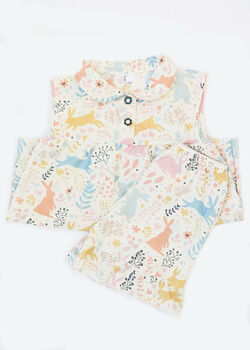 Girls Bouncing Bunny Spring Cotton Short Pyjama Set, 5 of 8