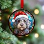 Labradoodle Grey In Santa Hat Suncatcher Decoration, thumbnail 2 of 5