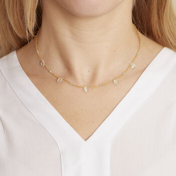 Aquamarine Birthstone Teardrop Gold Necklace, 2 of 3