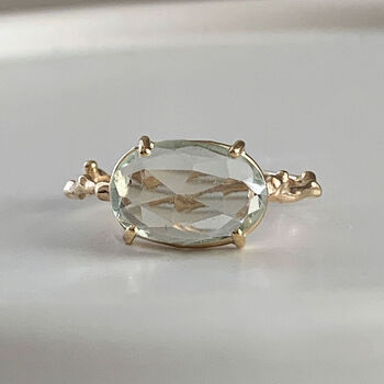 Twig Statement Ring With Rose Cut Blue Green Amethyst, 4 of 6