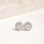 Silver Plated Crystal Round Stud Earrings, thumbnail 3 of 3