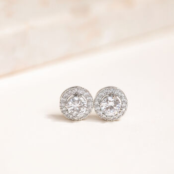 Silver Plated Crystal Round Stud Earrings, 3 of 3