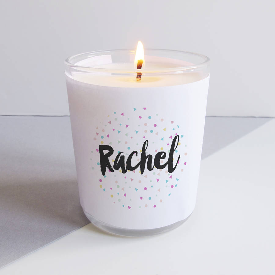 personalised confetti candle by sarah hurley