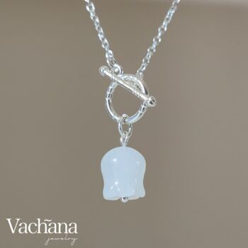Silver White Jade Lily Of The Valley Toggle Necklace, 2 of 12