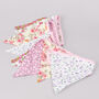 G Decor Elegant Pink And White Floral Cloth Bunting, thumbnail 1 of 7