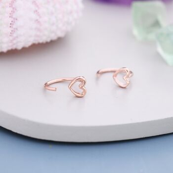 Tiny Open Heart Huggie Hoop Earrings, 6 of 11
