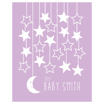Moon Stars Personalised Baby Shower Guest Book Print, 3 of 5