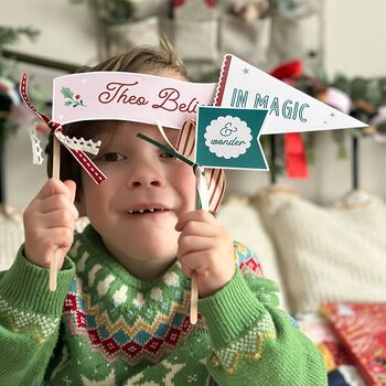 Personalised Believe In Magic Christmas Flags Card, 8 of 12