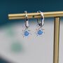 Blue Opal Sun Huggie Hoop Earrings Sterling Silver, thumbnail 1 of 11