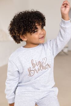 Embroidered Big/Little Sibling Sweatshirts With Heart Design Sister And Brother Available, 2 of 12