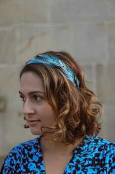 Turquoise Feather And Crystal Headband 'Marina', 3 of 11