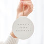 Large Personalised Flat Ceramic White Bauble Decoration, thumbnail 2 of 4