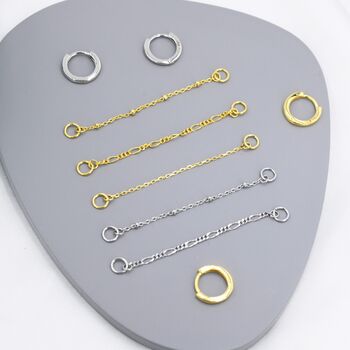 Sterling Silver Hoop Earring Linking Chains, 5 of 12