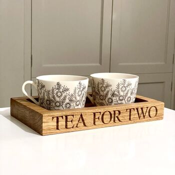 Personalised Oak Tea Cup Tray, 2 of 4