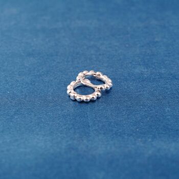Silver Beaded Hoops, Tiny Huggie Hoops, Minimalistic Hoops, 6 of 8