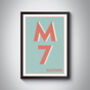 M7 Manchester Typography Postcode Print, thumbnail 7 of 10