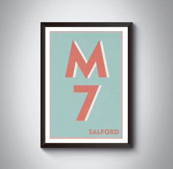 M7 Manchester Typography Postcode Print, 7 of 10