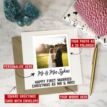 First Married Christmas 3D Photo Card, 2 of 4