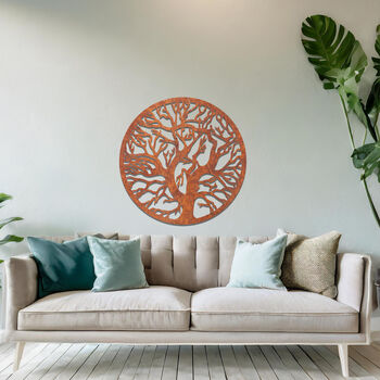 Circular Metal Tree Silhouette Wall Art Sculpture For Living Room, 7 of 11
