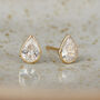 Teardrop 9ct Gold Stud Earrings With Cubic Zirconia, thumbnail 3 of 5