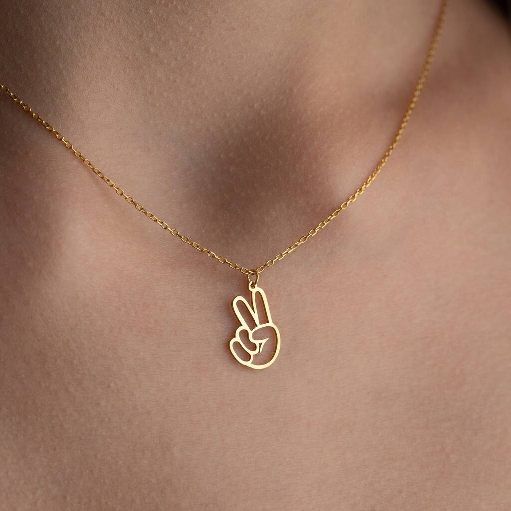 Sterling Silver Peace Sign Necklace, 1 of 7
