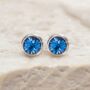 Sterling Silver September Sapphire Birthstone Stud Earrings, thumbnail 4 of 9