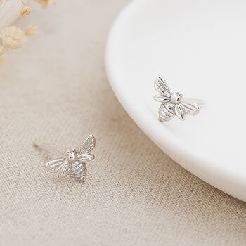 Sterling Silver Bee Stud Earrings, 3 of 11
