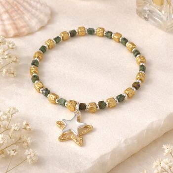 40th Birthday Gold And Green Star Charm Bracelet, 2 of 5