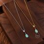Delicate Aqua Green Opal Droplet Pendant Necklace, thumbnail 4 of 11