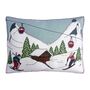 Wool Alpine Scene Cushion With Skiers, Chalet And Cable Cars, thumbnail 2 of 2