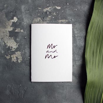 'Mr And Mr' Rose Gold Foil Wedding Card, 7 of 8