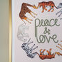 Peace And Love Illustrated Animal Print, thumbnail 10 of 12