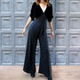 Vintage Style Jumpsuit In Jet Velvet And Crepe, thumbnail 1 of 3