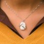 Two Hands Hugging White Stone Square Pendant Necklace, thumbnail 4 of 4