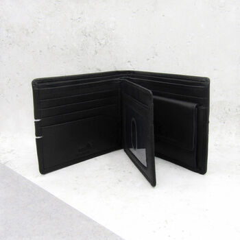 Personalised Men's Rfid Black Leather Bifold Wallet, 2 of 5