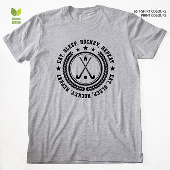 Eat, Sleep, Hockey, Repeat Organic T Shirt, 2 of 11