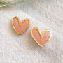 Coral Polymer Clay Heart Studs, thumbnail 1 of 5