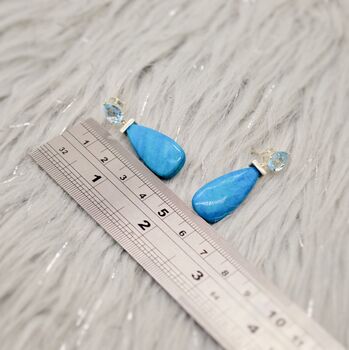 Dainty Blue Topaz And Howlite Earrings, 7 of 10