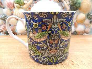 Set Of Six Palace Mugs In Blue Strawberry Thief Design, 8 of 12